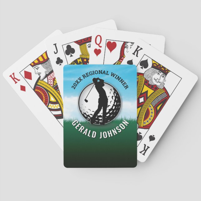 Minimalist Custom Elegant Golf Monogram Design Playing Cards (Back)