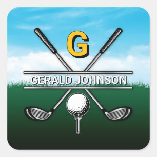 Minimalist Custom Elegant Golf Monogram Design Square Sticker