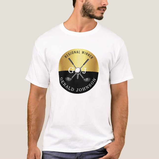 Minimalist Custom Elegant Golf Monogram Design T-Shirt (Front)