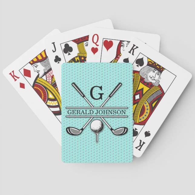 Minimalist Custom Golf Monogram Design Playing Cards (Back)