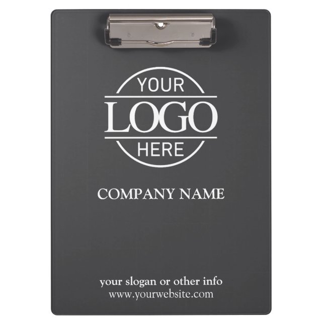 Minimalist Custom Grey Company Business Logo Clipboard (Front)