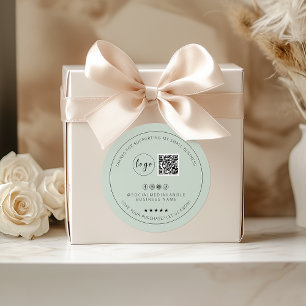 Minimalist Custom Light Mint Thank You Sticker 