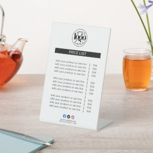 Minimalist Custom Logo Business Price List Pedestal Sign
