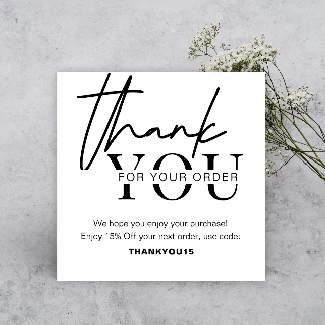 Minimalist Custom Logo Business Thank You Note Car Card | Zazzle