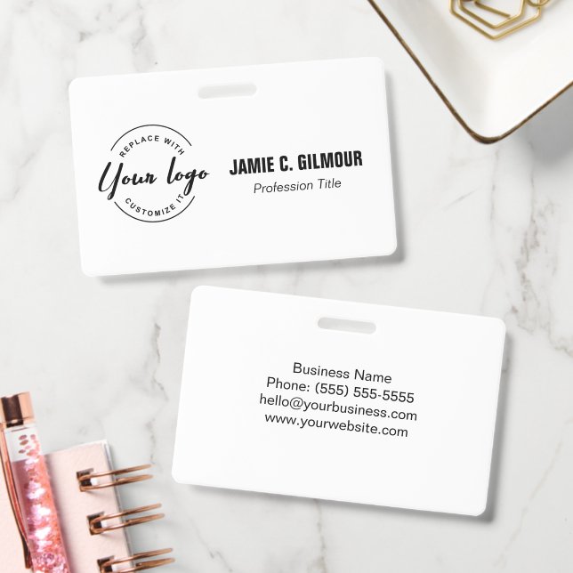 Minimalist Custom Logo Professional Name Badge ID  (Office)