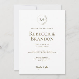 Minimalist Custom Monogram Floral Wreath Invitation
