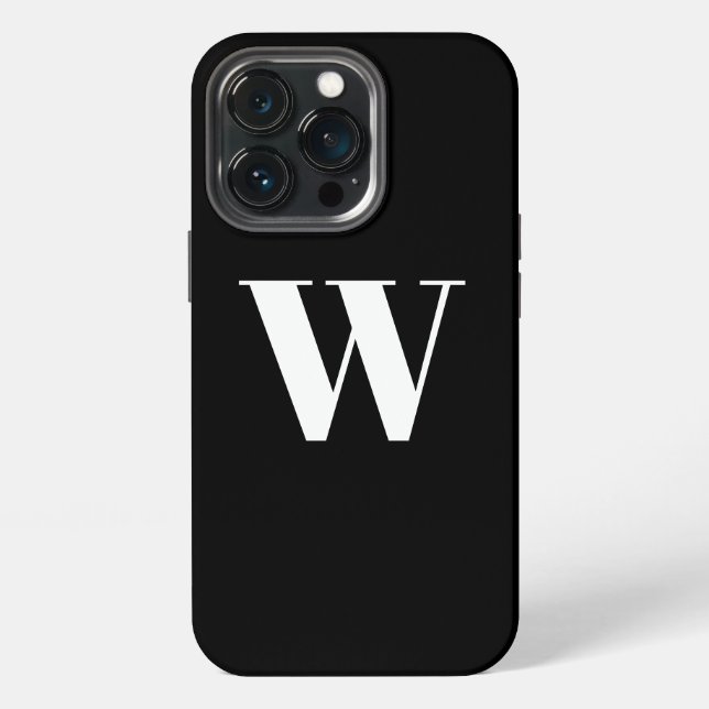 Minimalist custom monogram initial letter black iPhone case (Back)