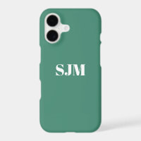 Minimalist Custom monogram name aquamarine white