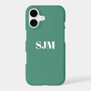 Minimalist Custom monogram name aquamarine white