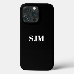 Minimalist Custom monogram name black white iPhone 13 Pro Case