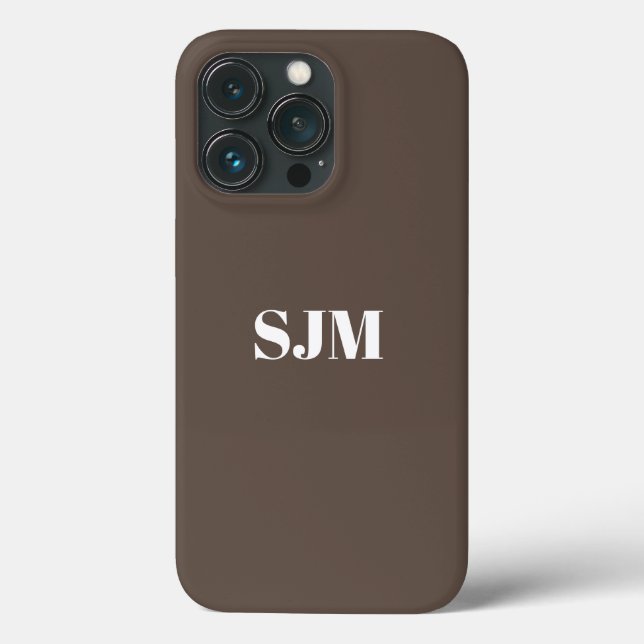 Minimalist Custom monogram name brown white Case-Mate iPhone Case (Back)