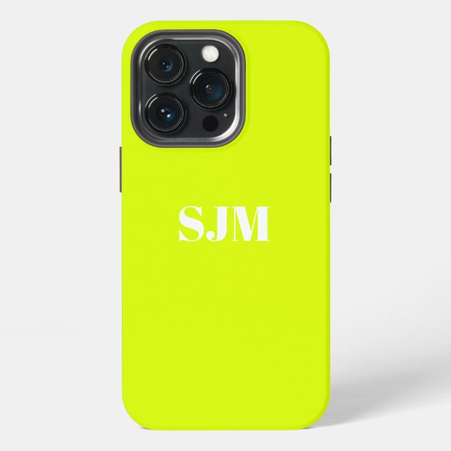 Minimalist Custom monogram name chartreuse green iPhone Case (Back)