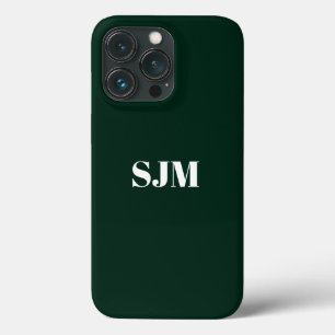 Minimalist Custom monogram name dark pine green iPhone 13 Pro Case