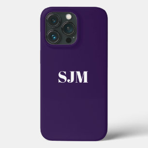 Minimalist Custom monogram name dark violet purple iPhone 13 Pro Case