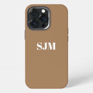 Minimalist Custom monogram name light brown white iPhone 13 Pro Case