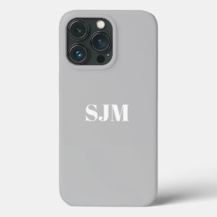 Minimalist Custom monogram name light grey iPhone 13 Pro Case