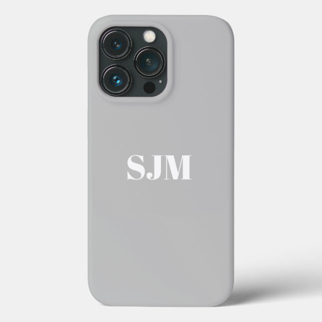 Minimalist Custom monogram name light grey Case-Mate iPhone Case (Back)