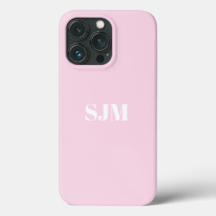 Minimalist Custom monogram name light pink white iPhone 13 Pro Case