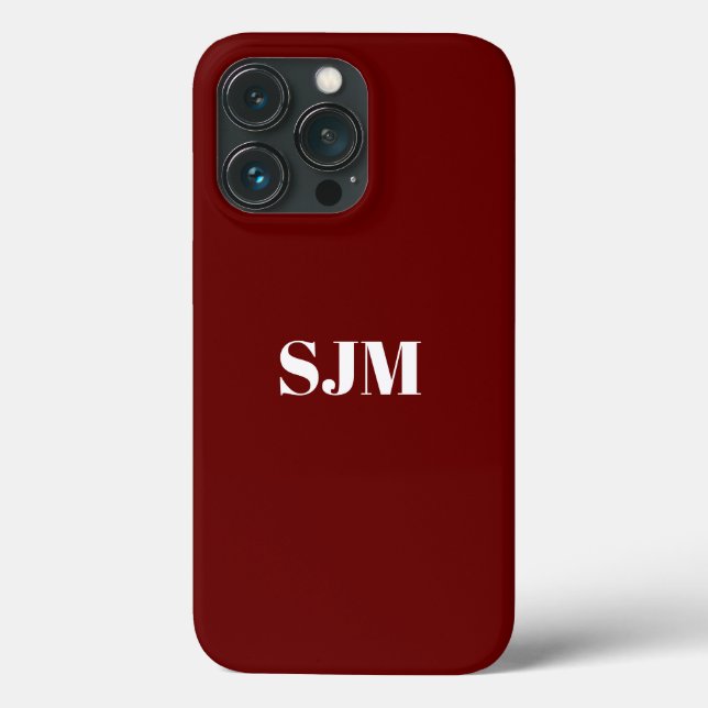 Minimalist Custom monogram name maroon wine Case-Mate iPhone Case (Back)