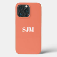 Minimalist Custom monogram name salmon orange