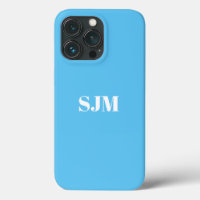 Minimalist Custom monogram name sky blue white