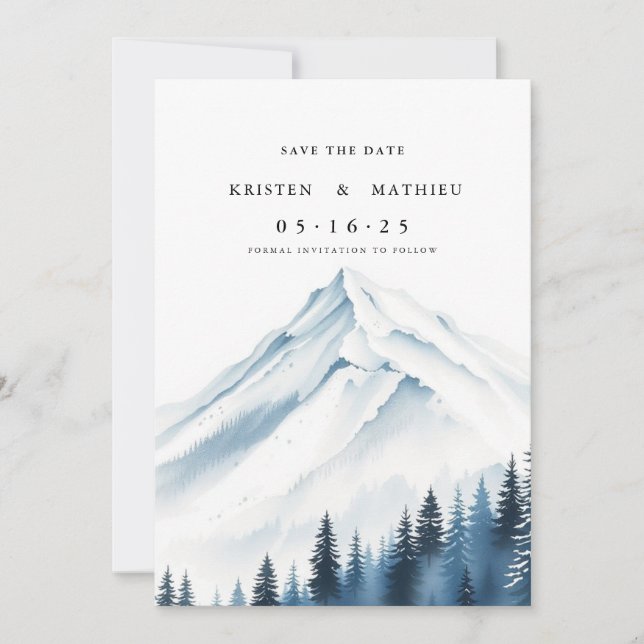 Minimalist Custom Mountain Save The Date (Front)