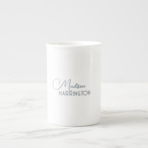 Minimalist Custom Name Bone China Mug