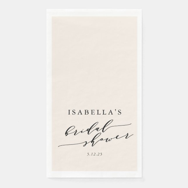 Minimalist Custom Name Bridal Shower Cream Napkin (Front)