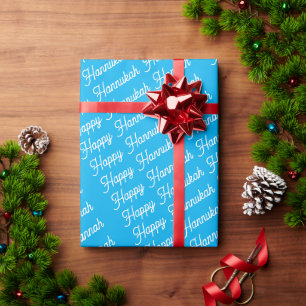 Minimalist Custom Name Happy Hannukah Wrapping Paper