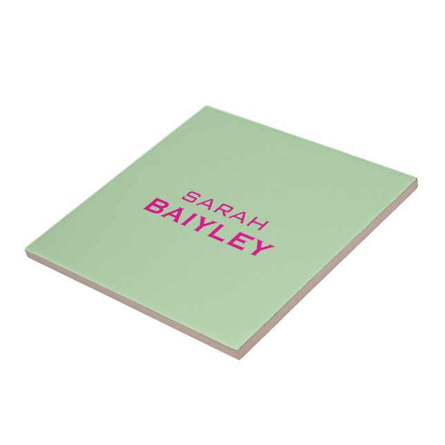 Minimalist custom name modern  ceramic tile (Side)