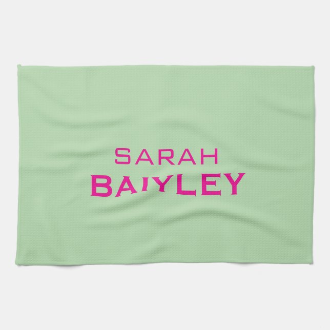 Minimalist custom name modern  tea towel (Horizontal)