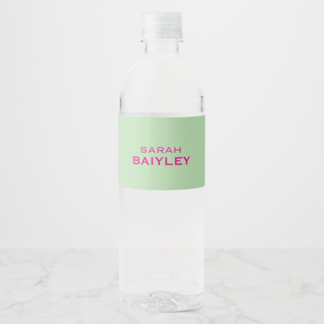 Minimalist custom name modern  water bottle label (Front)