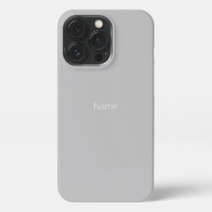 Minimalist custom name monogram light grey iPhone 13 pro case