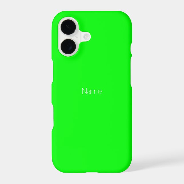 Minimalist custom name monogram neon green screen iPhone case (Back)