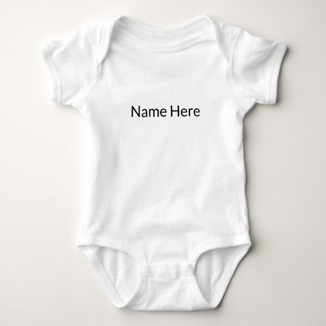 Minimalist Custom name text black white Baby Bodysuit (Front)