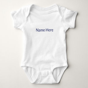 Minimalist Custom name text navy blue white Baby Bodysuit