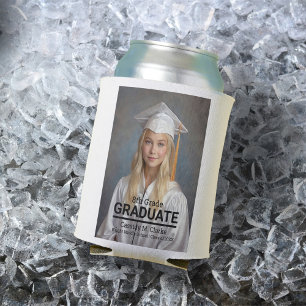 Minimalist Custom Photo 8th Grade Graduation Can Cooler