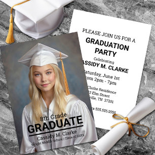 Minimalist Custom Photo 8th Grade Graduation Invitation