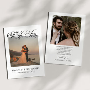 Minimalist Custom Photo Classic Elegant Wedding  Thank You Card