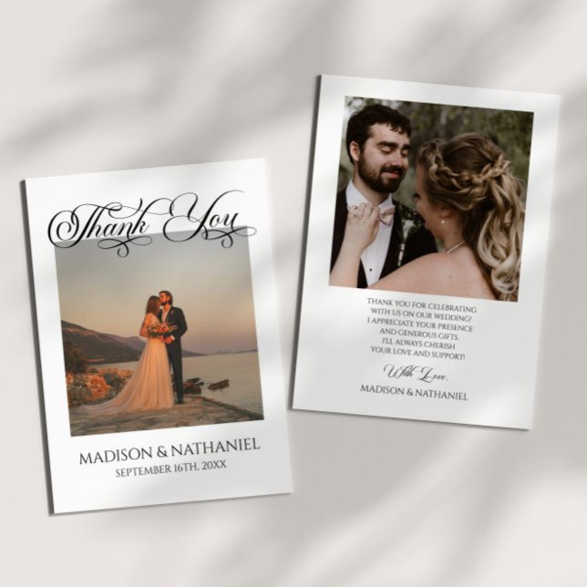 Minimalist Custom Photo Classic Elegant Wedding  Thank You Card (Creator Uploaded)