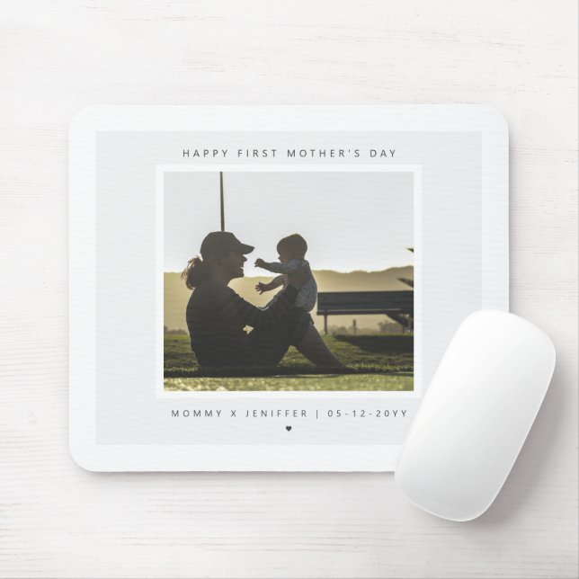 Minimalist Custom Photo First Mother's Day Modern Mouse Pad (With Mouse)