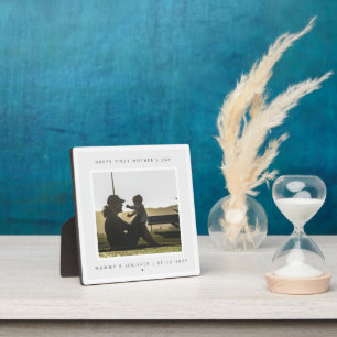 Minimalist Custom Photo First Mother's Day Modern Plaque