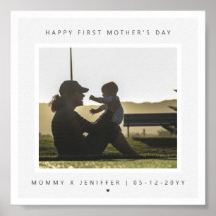 Minimalist Custom Photo First Mother's Day Modern Poster