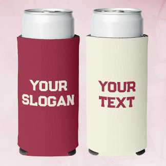 Minimalist Custom Red Burgundy and Yellow Colours  Seltzer Can Cooler
