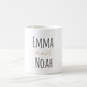Minimalist Custom Script Typography Couple Name  Coffee Mug