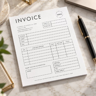 Minimalist Custom Small Business Invoice Receipt Notepad