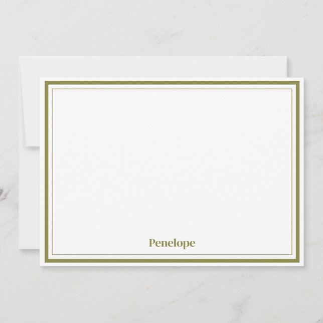 Minimalist Custom Stationery Olive  Card (Front)