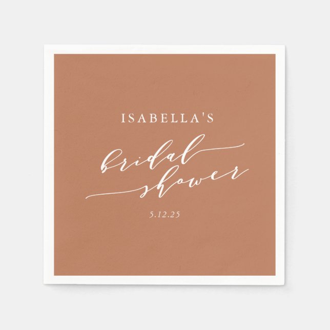 Minimalist Custom Terracotta Boho Bridal Shower Napkin (Front)