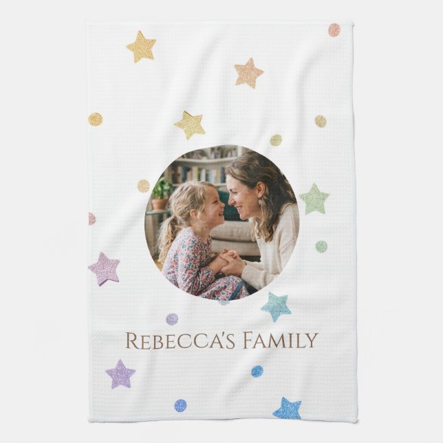 Minimalist Custom Text & Photo Tea Towel (Vertical)