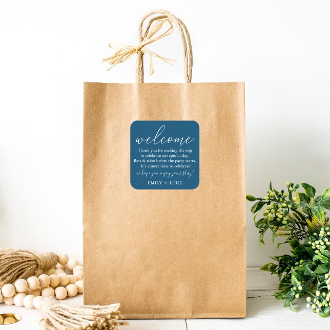 Minimalist Custom Wedding Welcome Bag Square Sticker (Creator Uploaded)